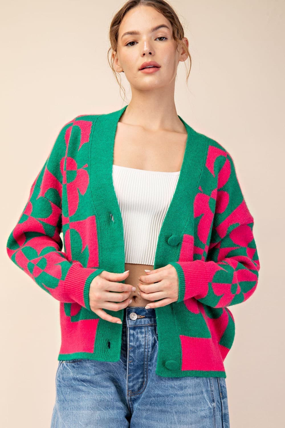SJG8482 - GREEN / HOT PINK