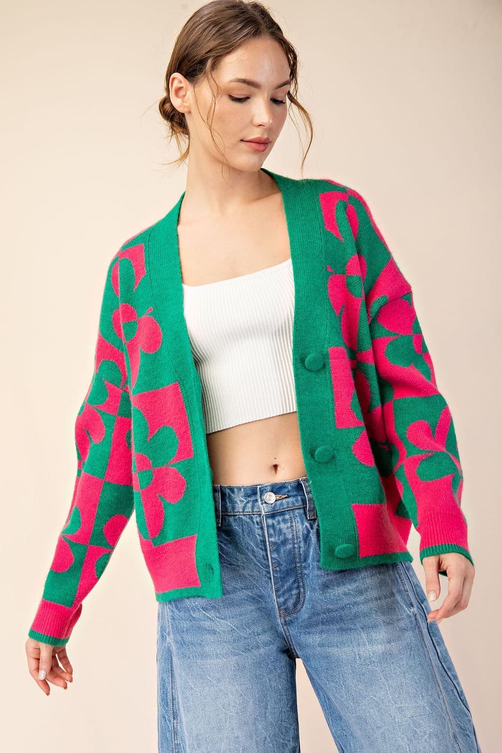 SJG8482 - GREEN / HOT PINK
