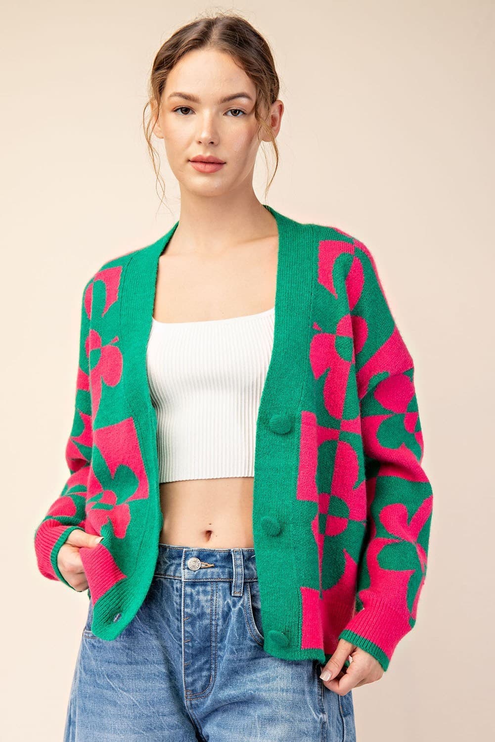 SJG8482 - GREEN / HOT PINK