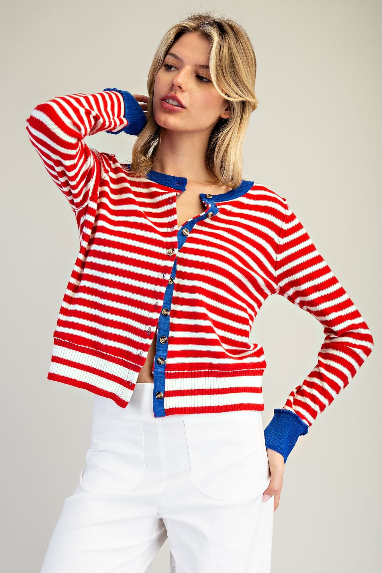 SJH15063 - CHERRY CREAM STRIPE
