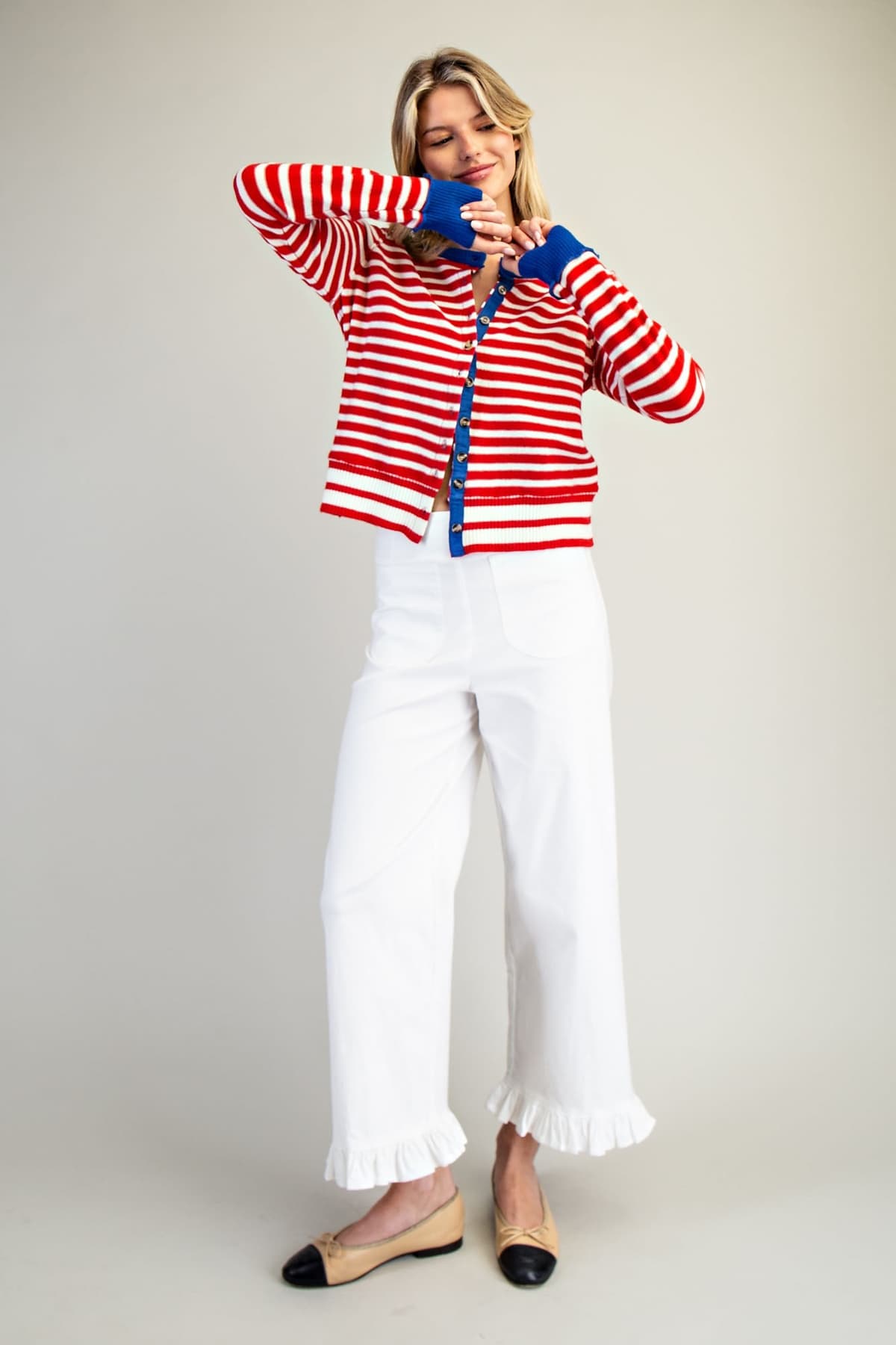 SJH15063 - CHERRY CREAM STRIPE