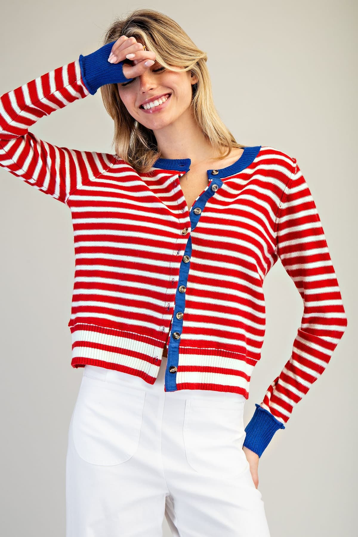 SJH15063 - CHERRY CREAM STRIPE