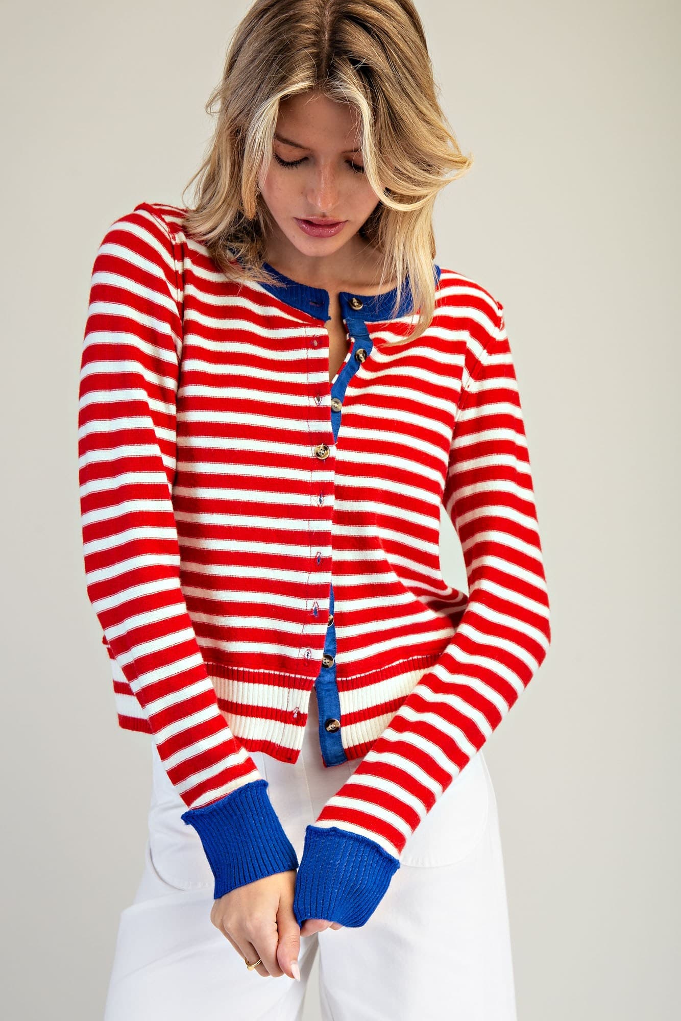SJH15063 - CHERRY CREAM STRIPE