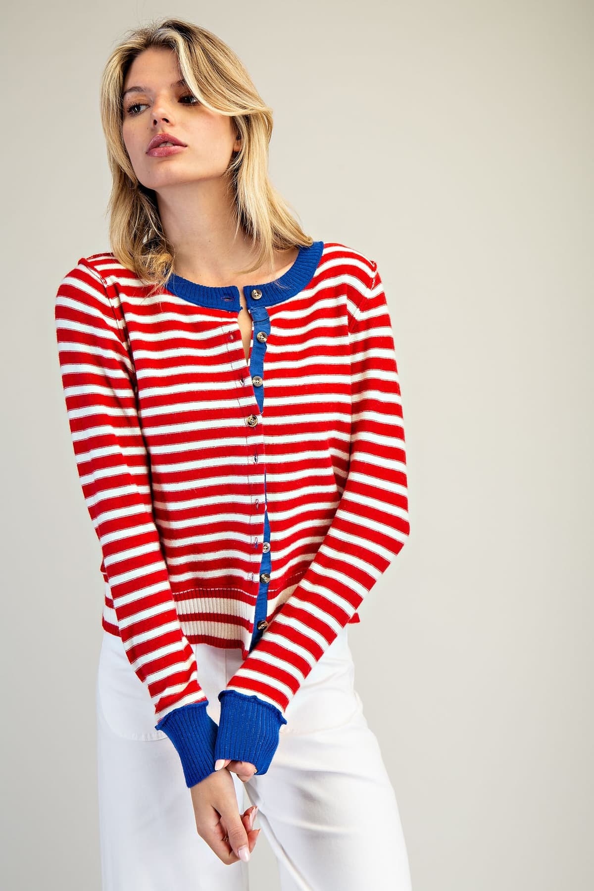 SJH15063 - CHERRY CREAM STRIPE