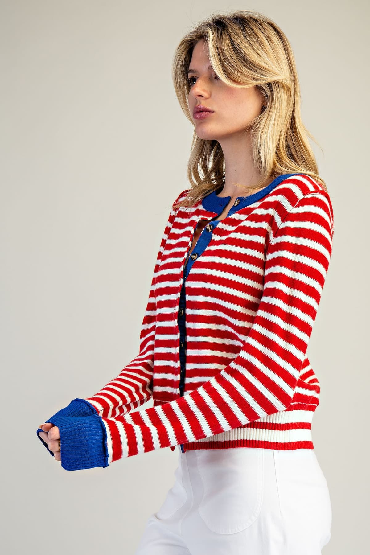 SJH15063 - CHERRY CREAM STRIPE