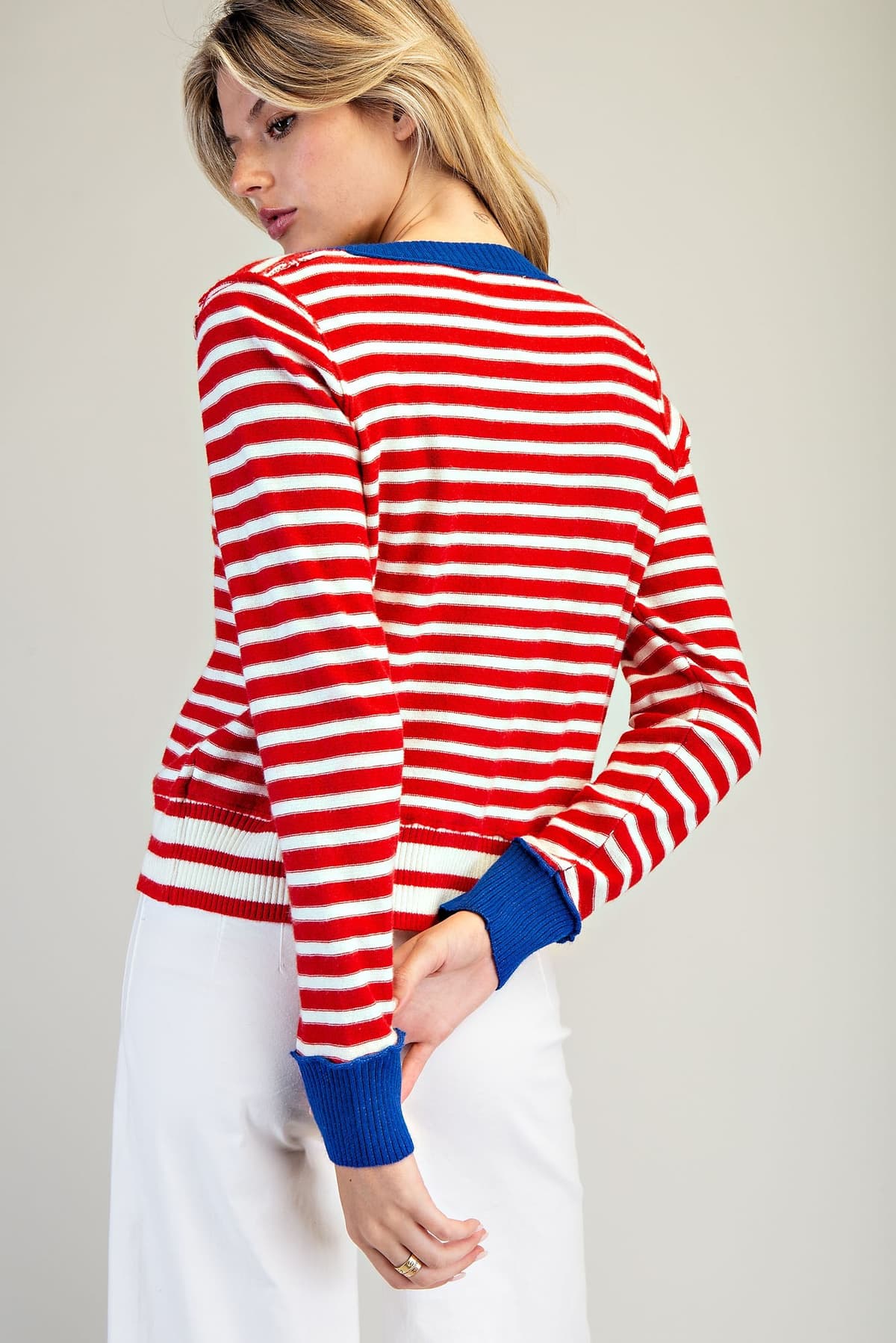 SJH15063 - CHERRY CREAM STRIPE