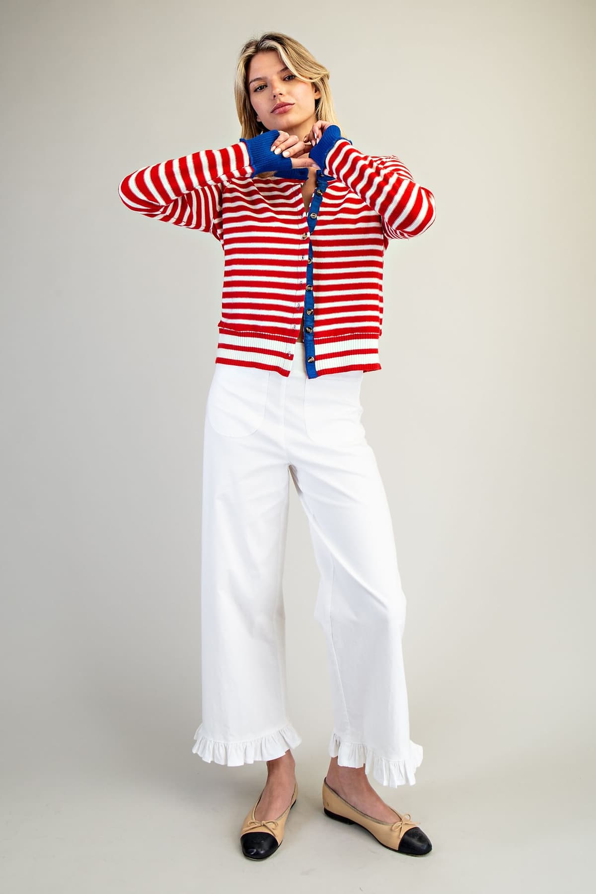 SJH15063 - CHERRY CREAM STRIPE